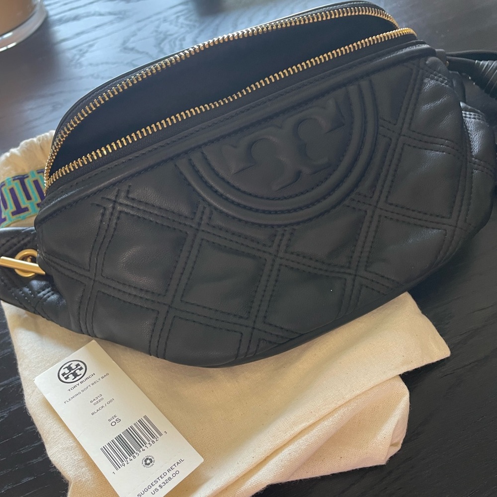 Tory Burch Black Quilted belt bag